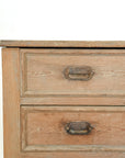 Antique Pine 8-Drawer Console with Patinaed Cup Pulls | France