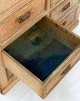 Antique Pine 8-Drawer Console with Patinaed Cup Pulls | France