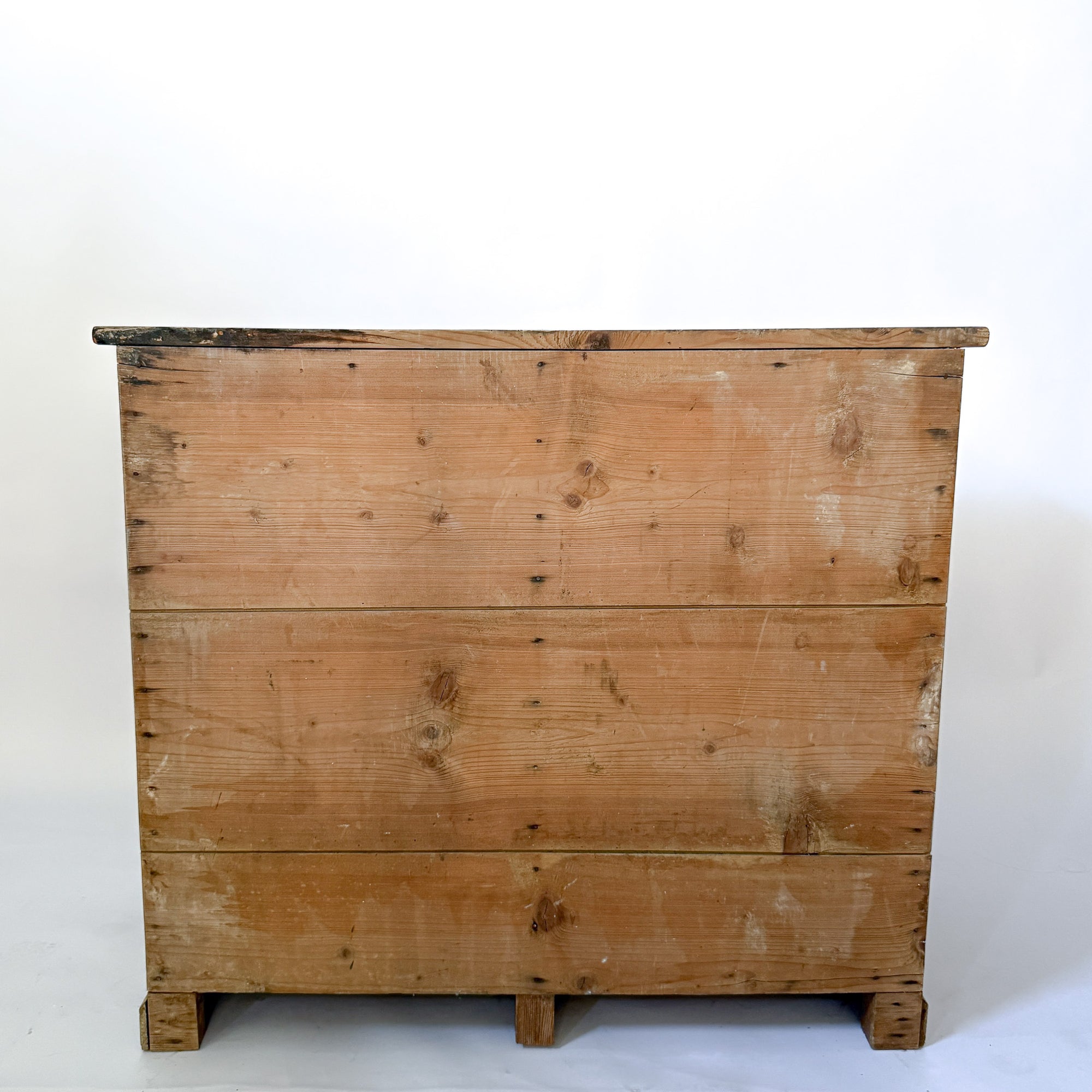 Antique Pine 8-Drawer Console with Patinaed Cup Pulls | France