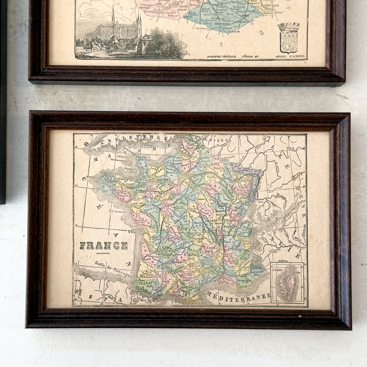 Trio of Framed Regional Maps of France