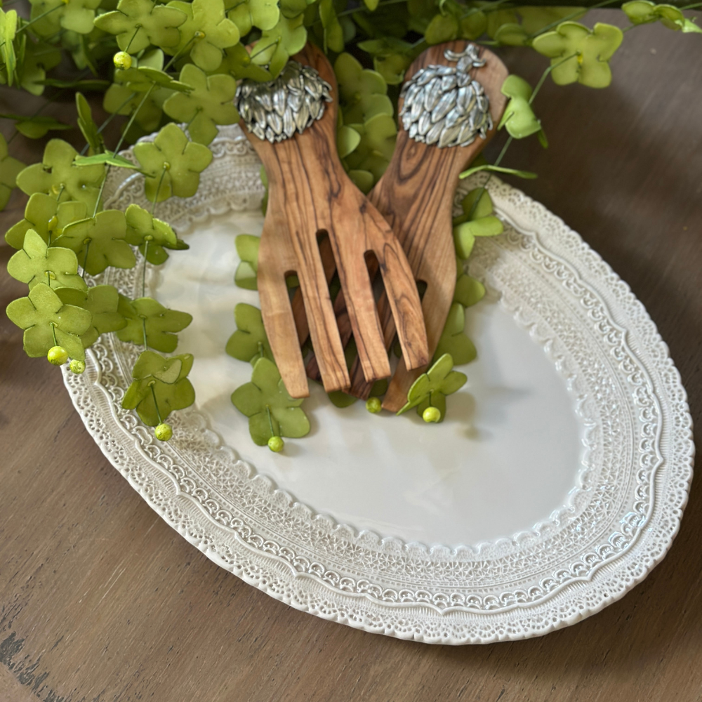 Handmade Oval Italian Platter | Lace
