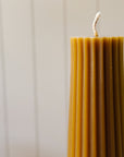 8" Fluted Beeswax Pillar Candle | Burnt Amber