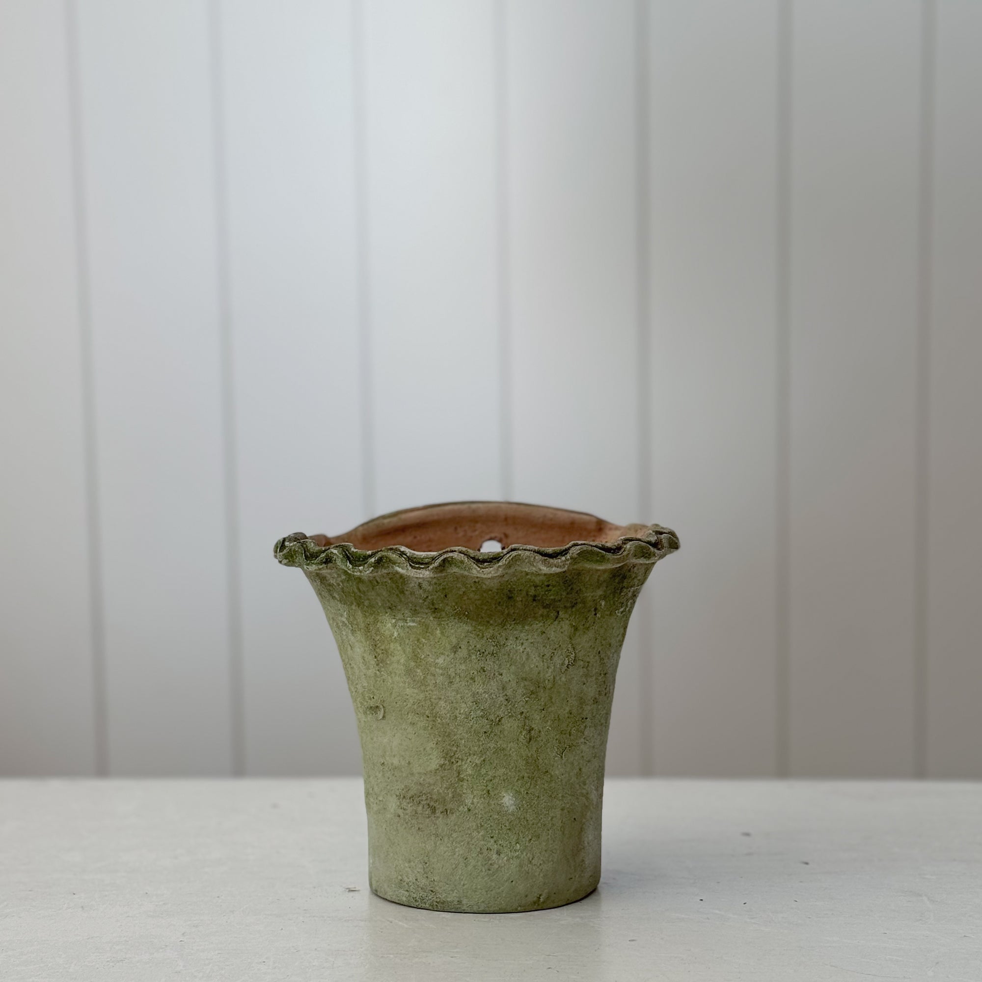 Aged Terra Cotta Piecrust Wall Planter