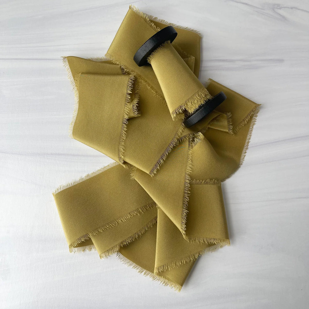 Hand-dyed Crepe Silk Ribbon | Avocado | 2" x 3 Yards