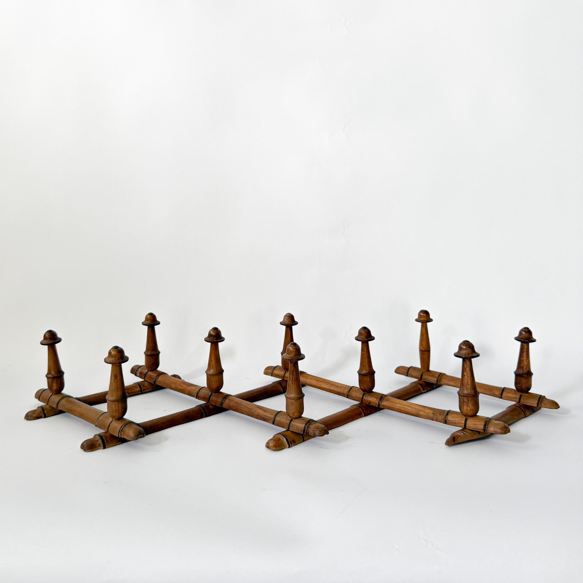 French Bamboo Accordion 10 Peg Wall Rack
