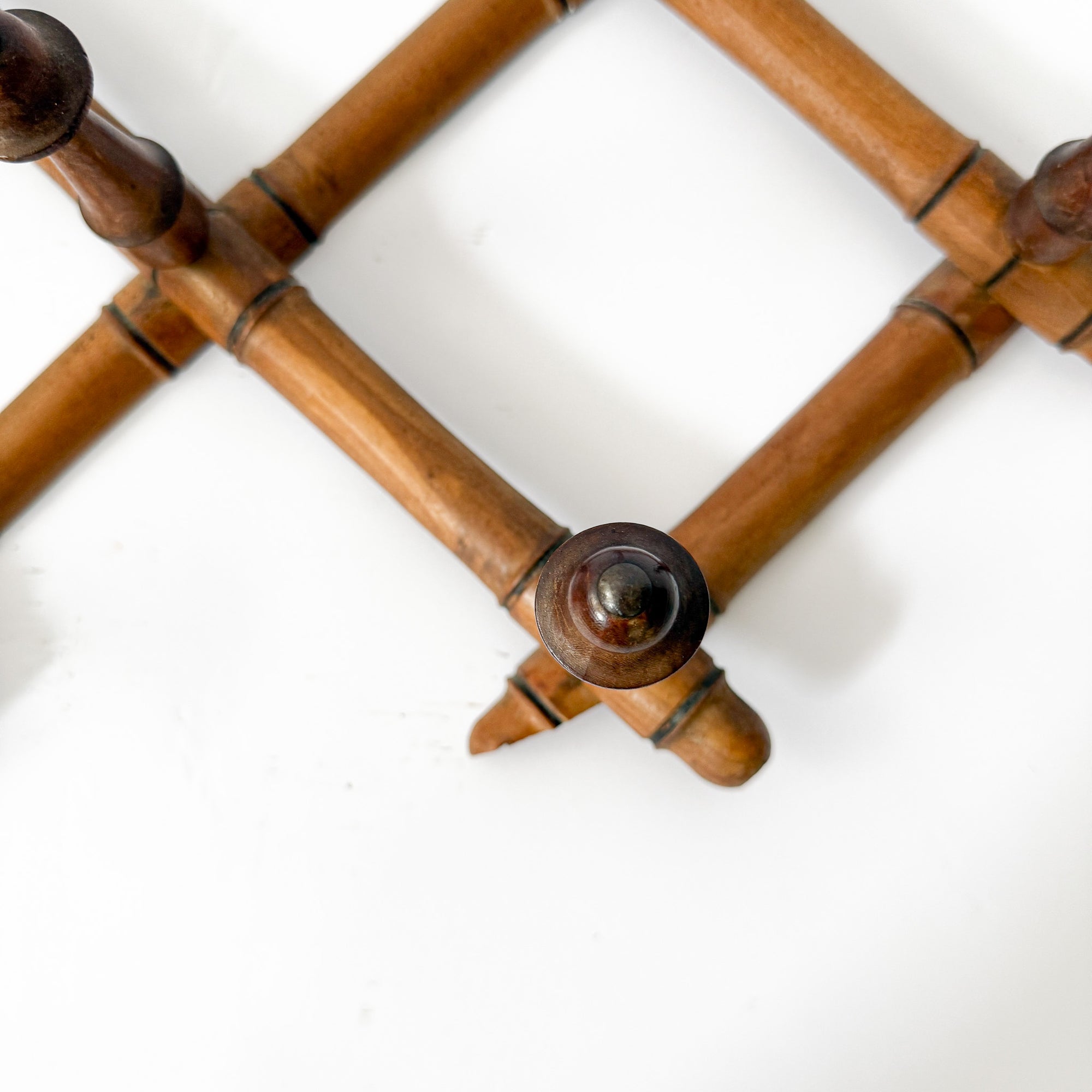 French Bamboo Accordion 10 Peg Wall Rack