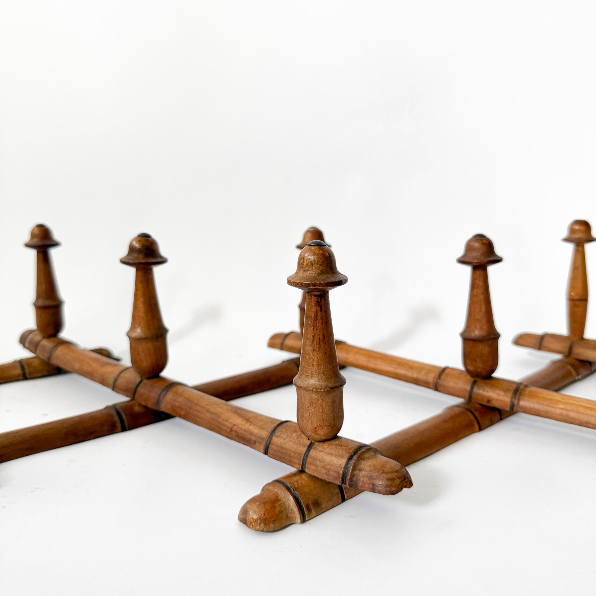 French Bamboo Accordion 10 Peg Wall Rack