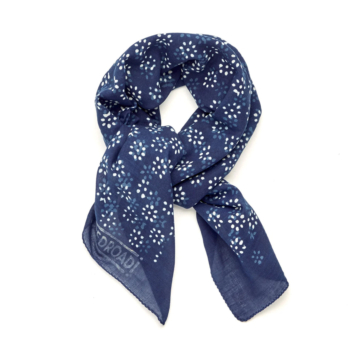 Parisienne Block Printed Kerchief | Flax Flower Navy