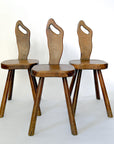 Vintage French Brutalist Carved Accent Chair
