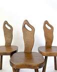 Vintage French Brutalist Carved Accent Chair