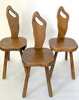 Vintage French Brutalist Carved Accent Chair