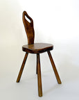 Vintage French Brutalist Carved Accent Chair
