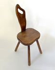 Vintage French Brutalist Carved Accent Chair