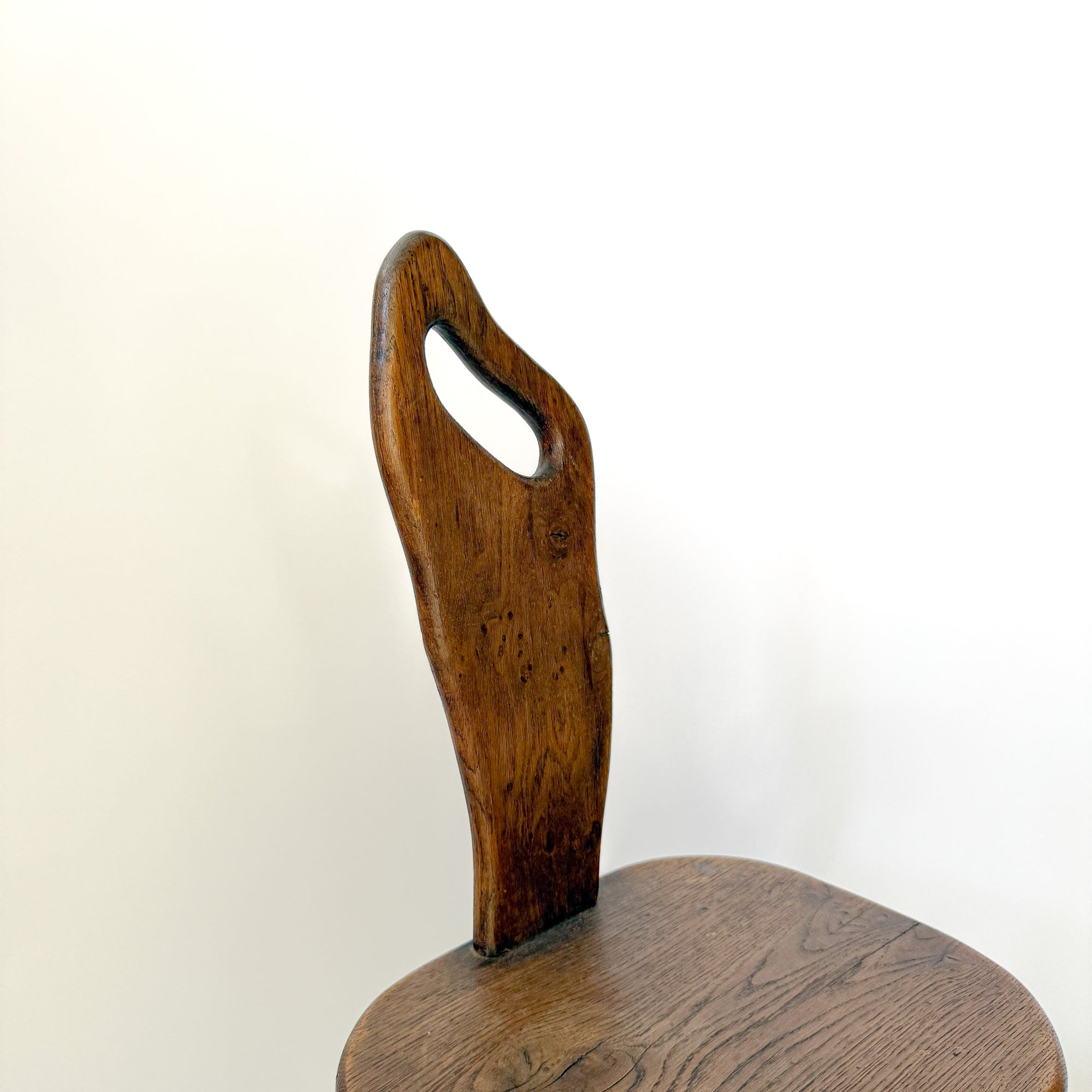Vintage French Brutalist Carved Accent Chair