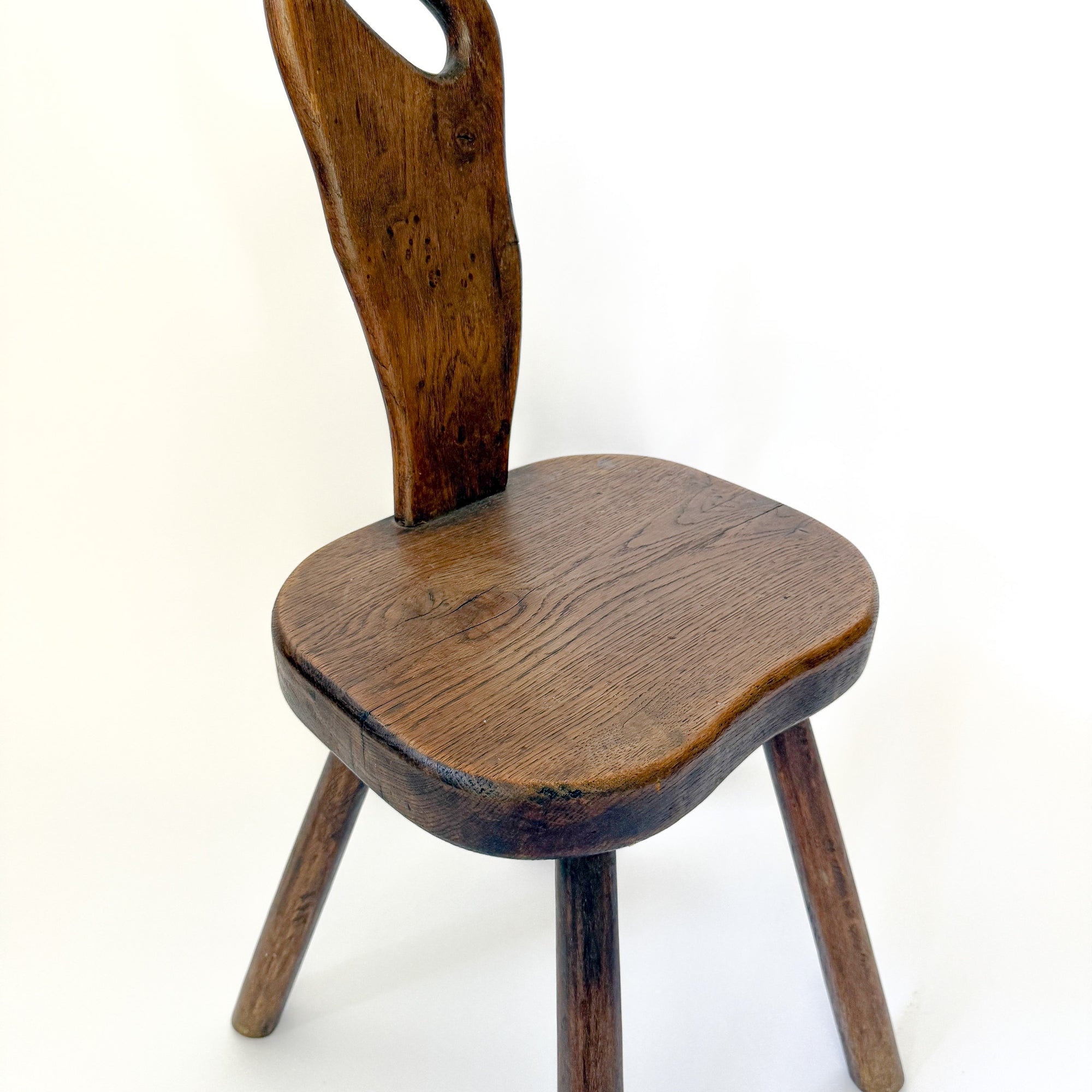 Vintage French Brutalist Carved Accent Chair
