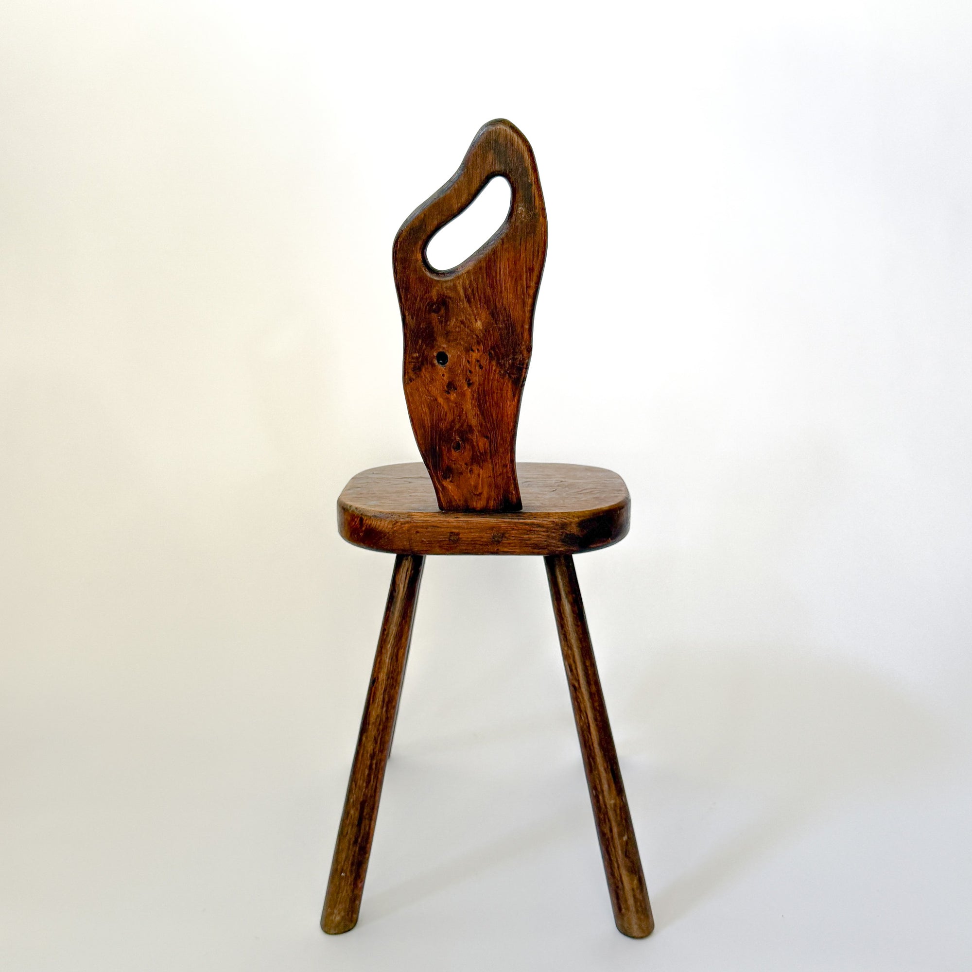 Vintage French Brutalist Carved Accent Chair