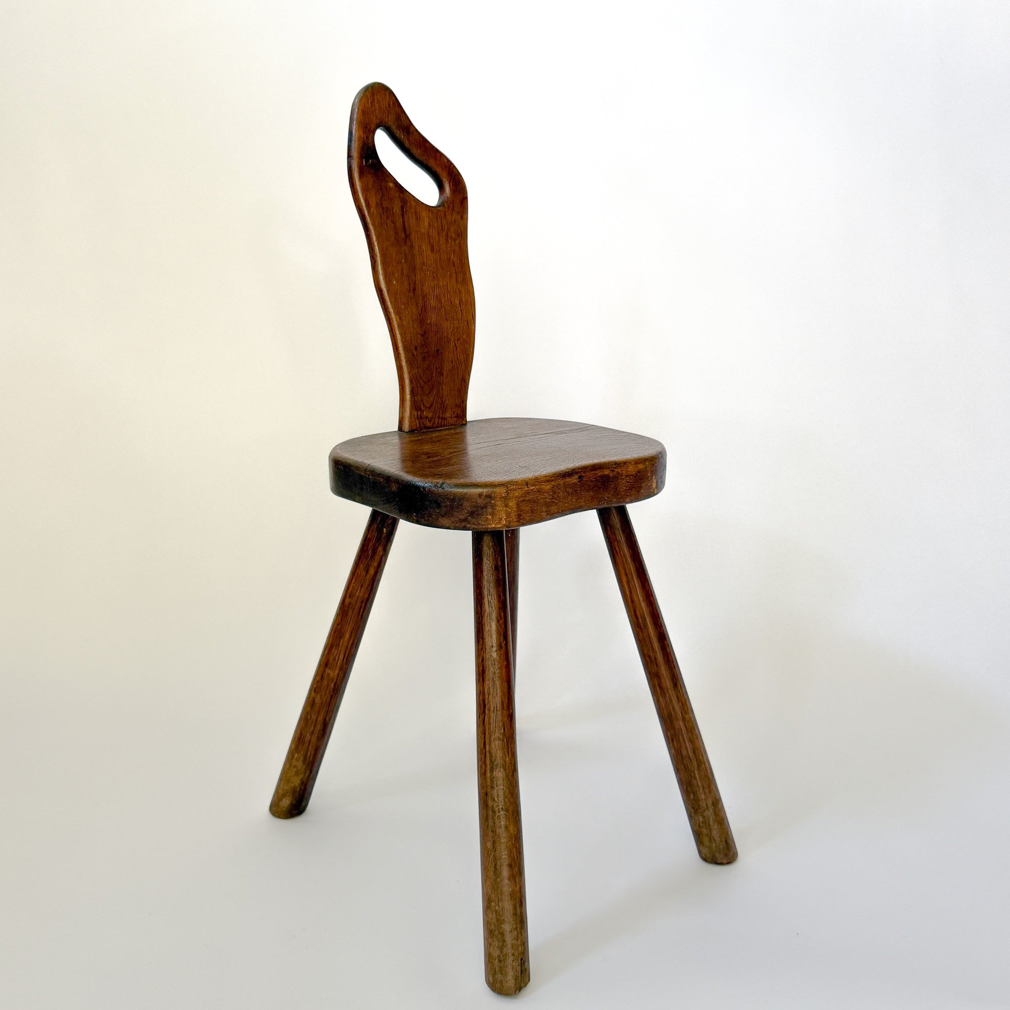 Vintage French Brutalist Carved Accent Chair