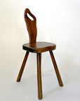 Vintage French Brutalist Carved Accent Chair