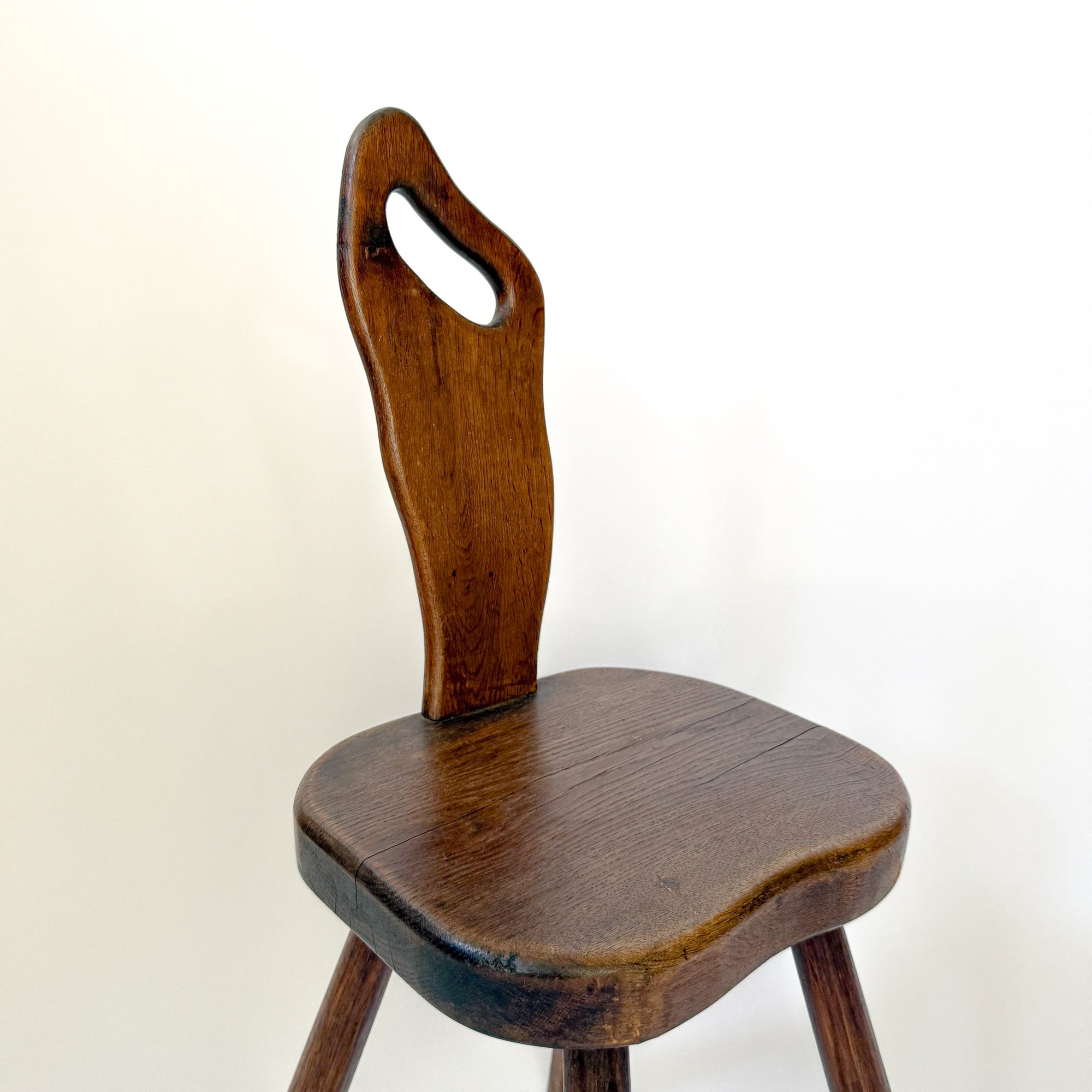Vintage French Brutalist Carved Accent Chair