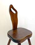 Vintage French Brutalist Carved Accent Chair