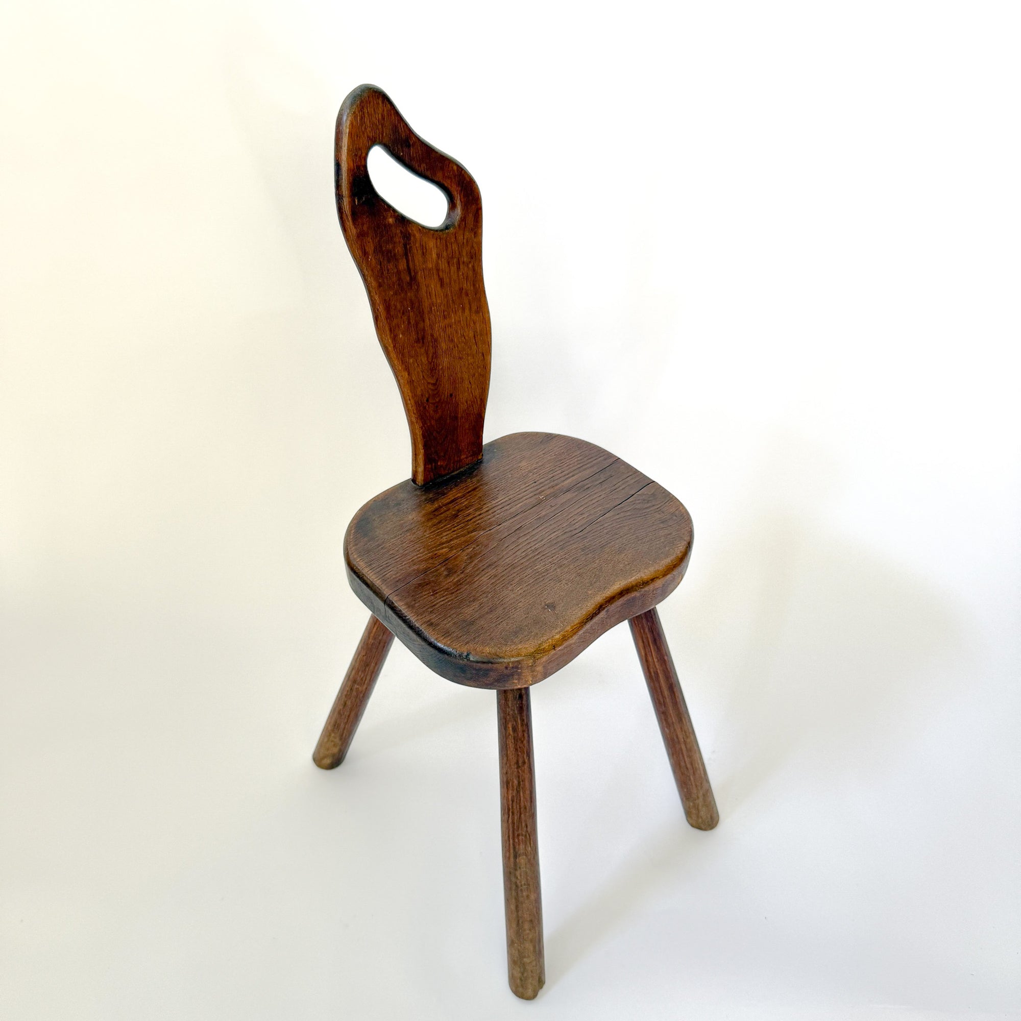 Vintage French Brutalist Carved Accent Chair