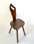 Vintage French Brutalist Carved Accent Chair
