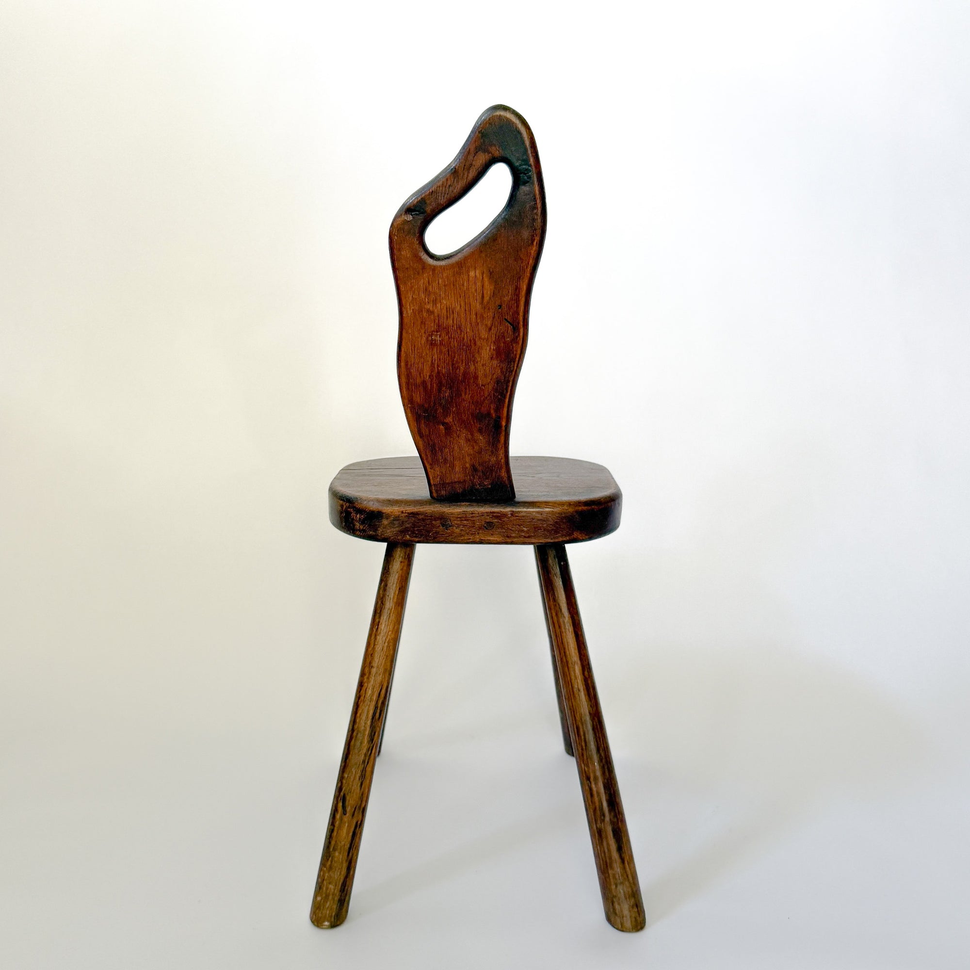 Vintage French Brutalist Carved Accent Chair