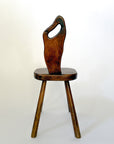 Vintage French Brutalist Carved Accent Chair