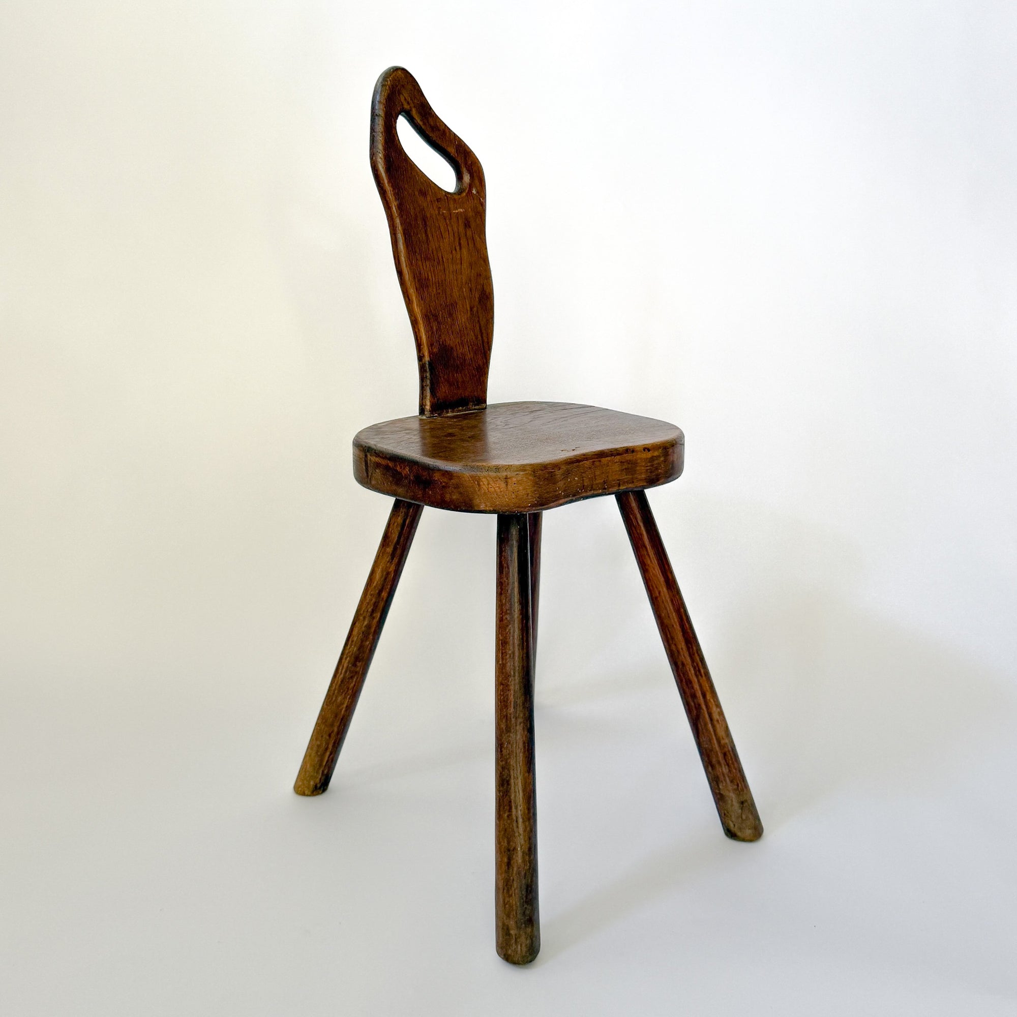 Vintage French Brutalist Carved Accent Chair