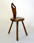 Vintage French Brutalist Carved Accent Chair