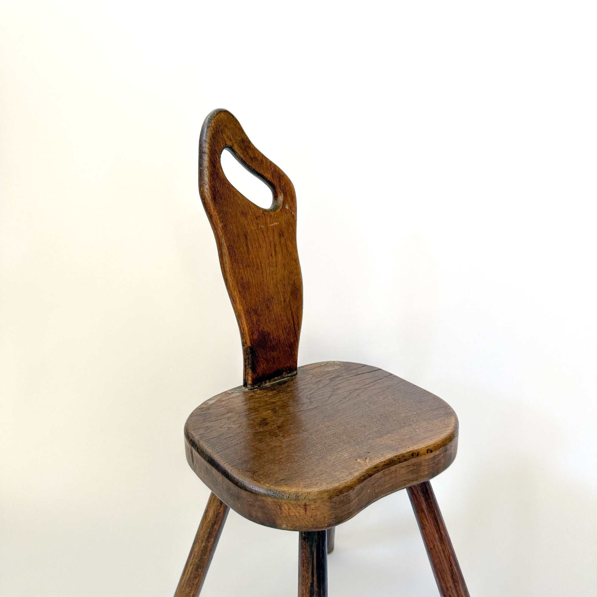 Vintage French Brutalist Carved Accent Chair