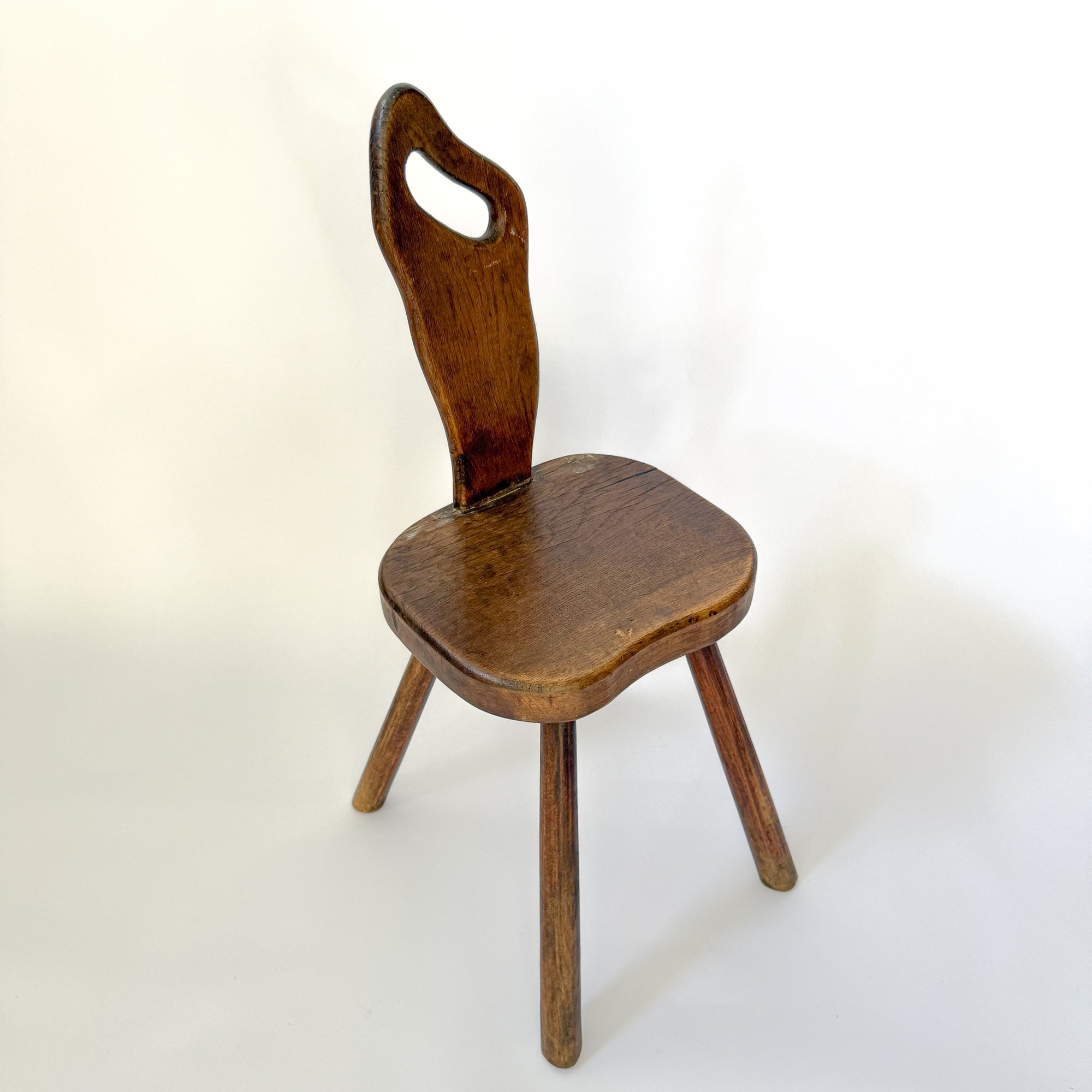 Vintage French Brutalist Carved Accent Chair