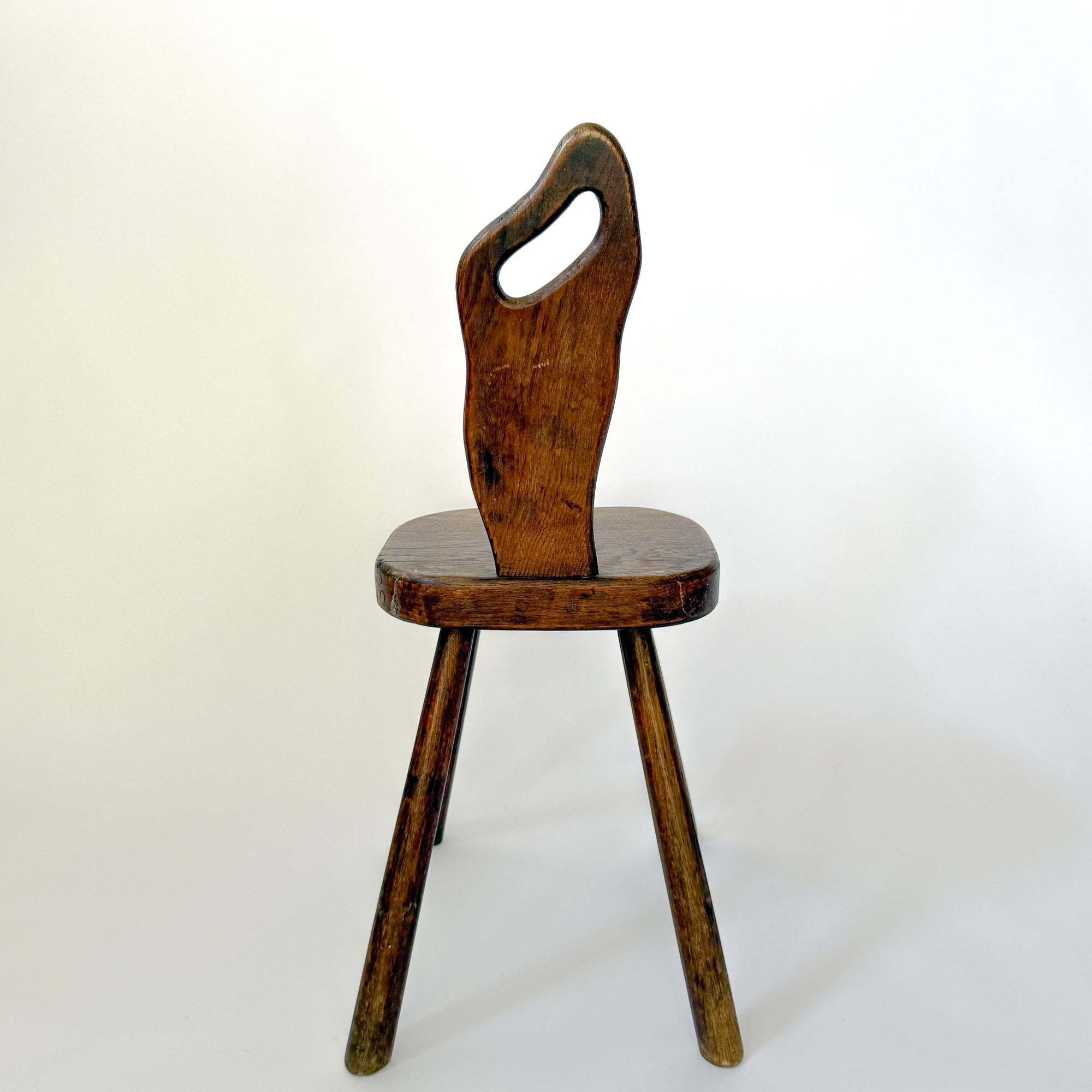Vintage French Brutalist Carved Accent Chair