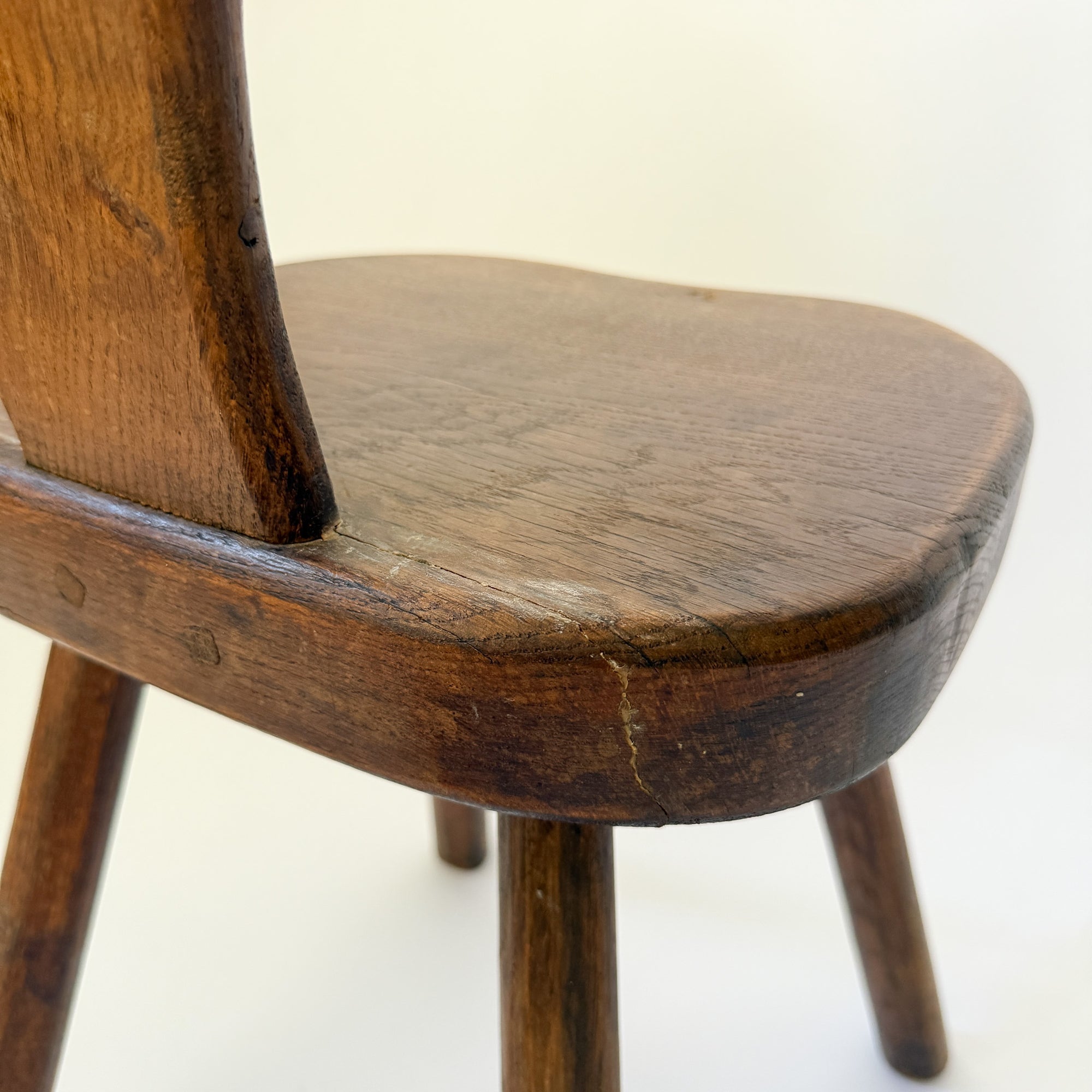 Vintage French Brutalist Carved Accent Chair