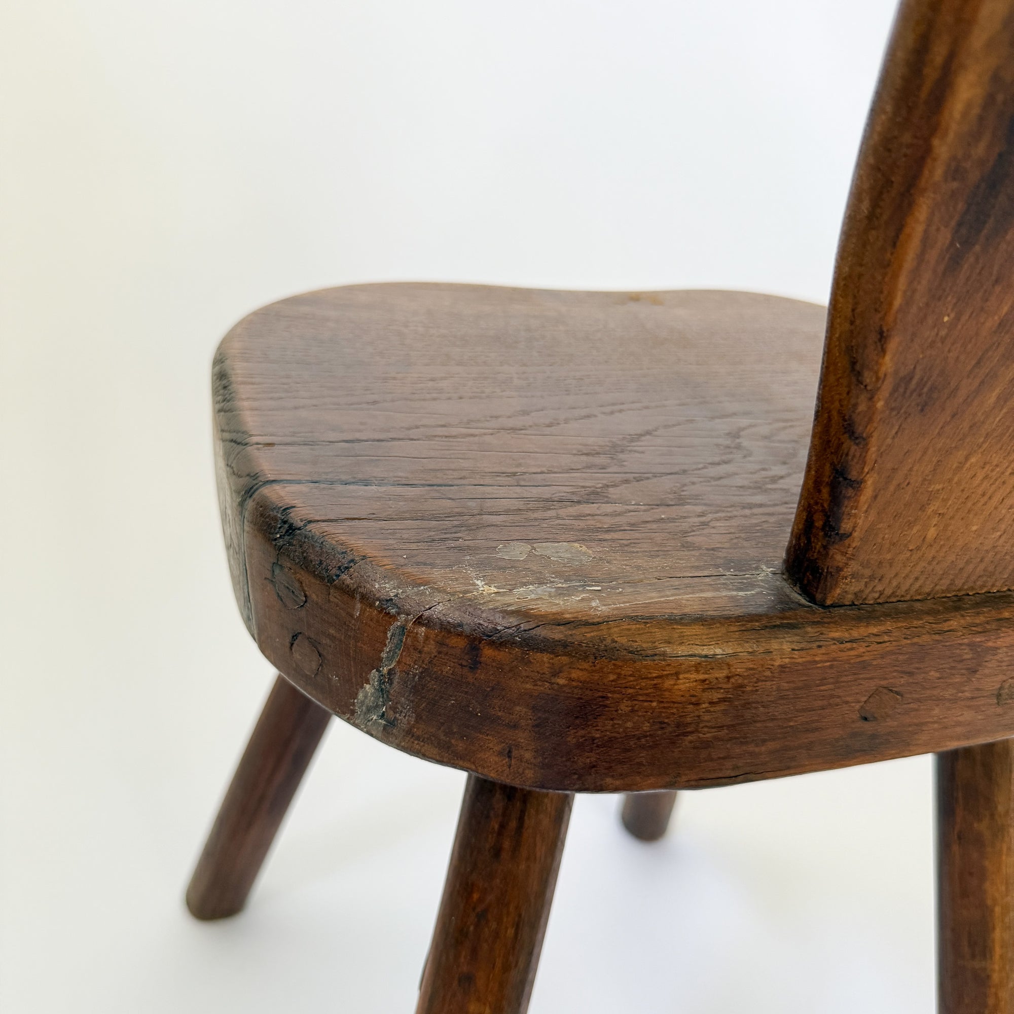 Vintage French Brutalist Carved Accent Chair