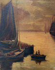 Sailboat I | Original 19th Century Oil on Canvas Art