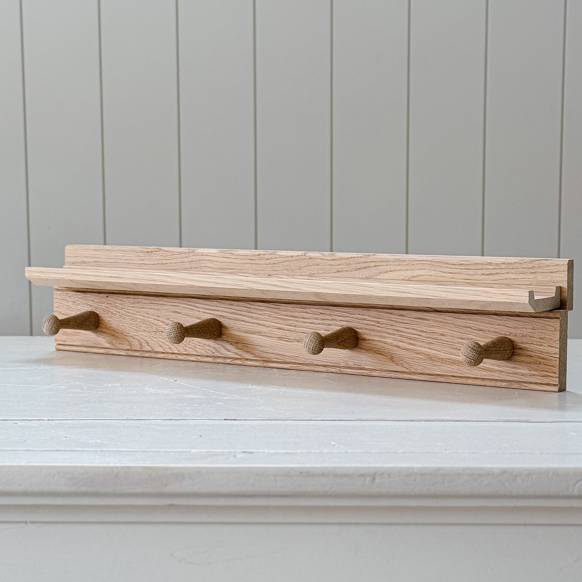 Solid Oak Shaker Peg Rail | Handcrafted in England