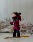 Handmade New England XC Skier Ornament | Burgundy