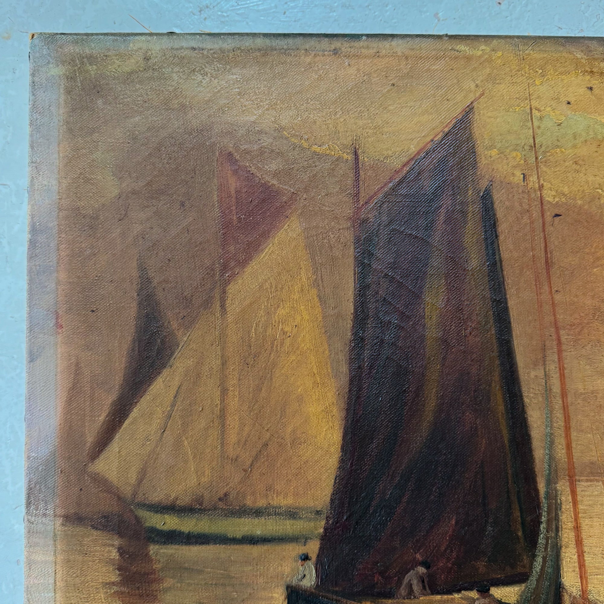Sailboat I | Original 19th Century Oil on Canvas Art