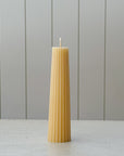 8" Fluted Beeswax Pillar Candle | Vintage Lace