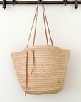 Ponchettes Raffia Bag with Leather Straps