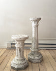Vintage Weathered White Cast Iron Garden Pedestal