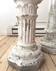 Vintage Weathered White Cast Iron Garden Pedestal