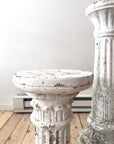 Vintage Weathered White Cast Iron Garden Pedestal