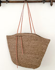 Ponchettes Raffia Bag with Leather Straps