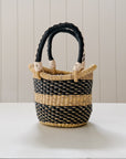 The Mini African Shopper Basket No. 1 | Ink Black + Natural
