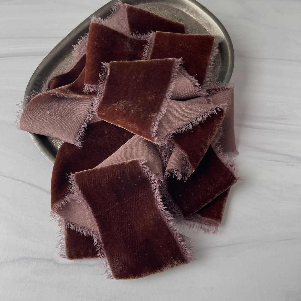 Hand-dyed Silk Velvet Ribbon | Walnut | 2" x 3 Yards