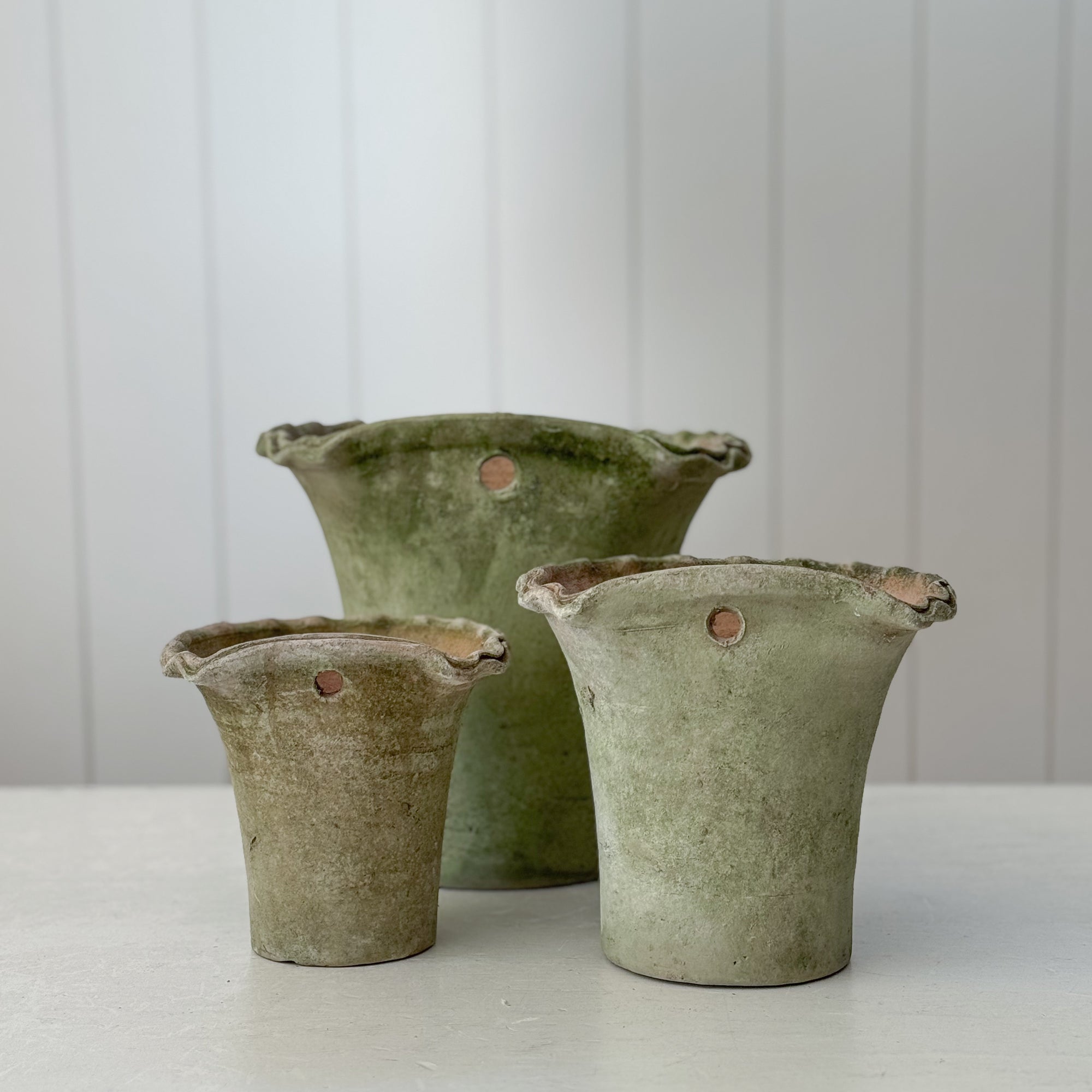 Aged Terra Cotta Piecrust Wall Planter