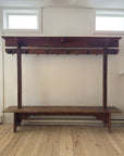 Antique Double-Sided Coat Hook Rack with Storage Shelf & Bench