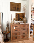 Antique Pine 8-Drawer Console with Patinaed Cup Pulls | France